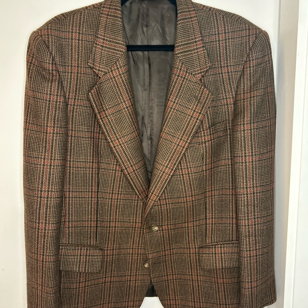 Austin Reed Vintage wool blazer plaid with padded shoulders